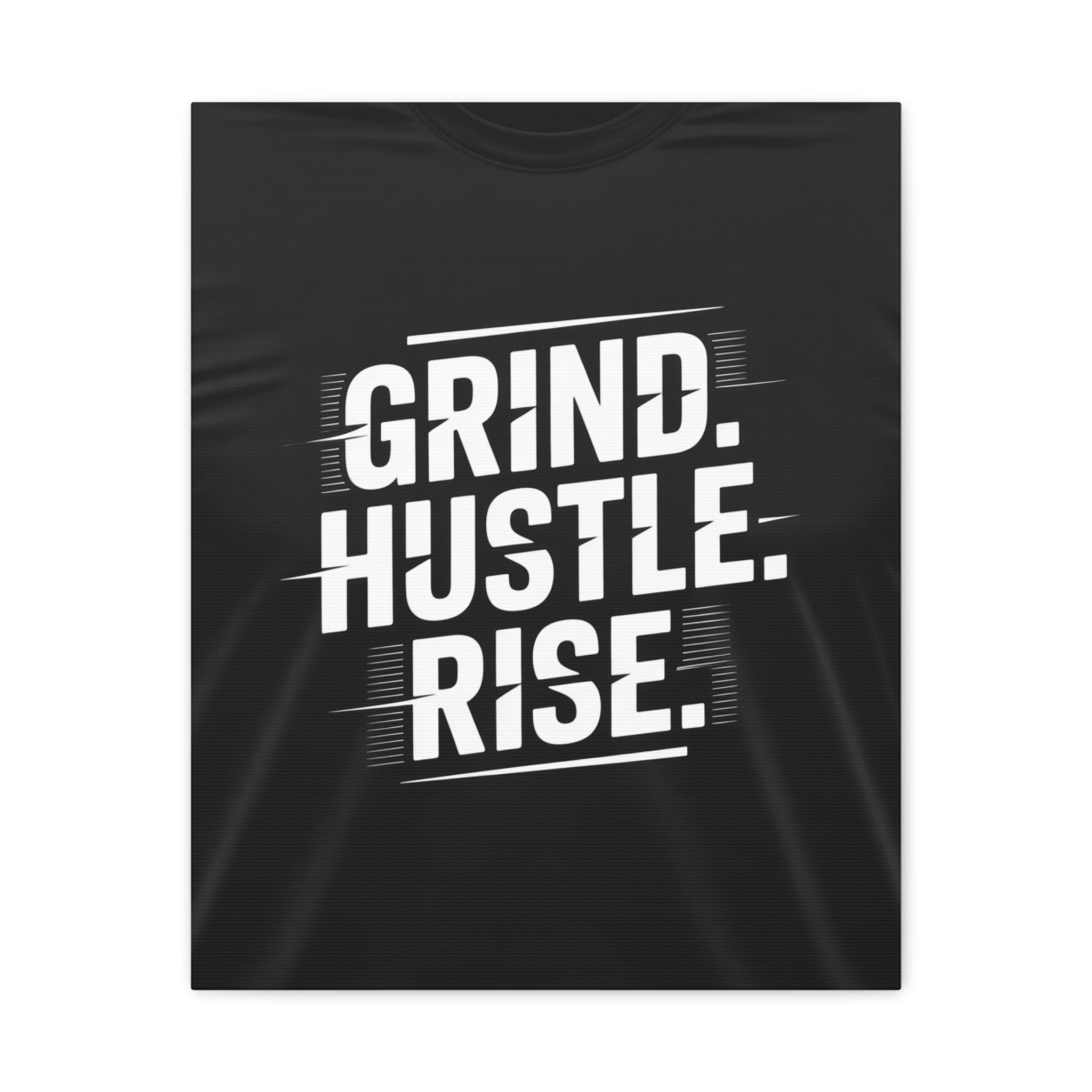 Motivational Canvas Print — "GRIND. HUSTLE. RISE." Black Wall Art for Home Office